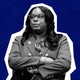 A photo-illustration showing Representative LaMonica McIver crossing her arms