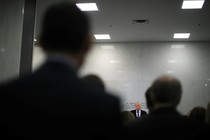 U.S. President Donald Trump delivers remarks during a visit to the Central Intelligence Agency.