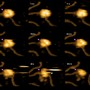 Frames from a video of a large ball-like shape breaking a string-like shape