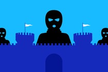 Illustration of burglars behind a castle