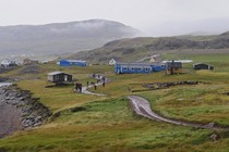 Brattahlid on the fjord in Greenland