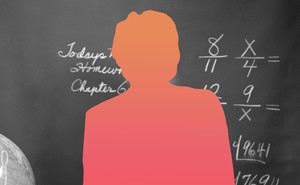 An illustration of a silhouette in front of a chalkboard