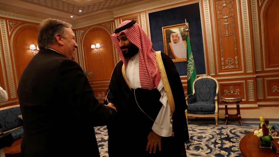 Saudi Crown Prince Mohammed bin Salman greets Mike Pompeo in Riyadh this week.