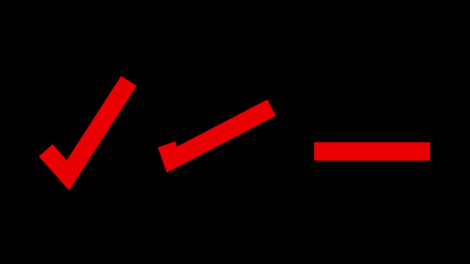 An illustration of a check mark transforming into a minus sign