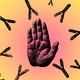 art signifying that antibodies should "talk to the hand": a hand is in the center, surrounded by Y-shaped antibody molecules