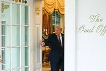 Donald Trump entering the Oval Office