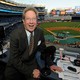 New York Yankees broadcaster John Sterling in his booth before game against the Boston Red Sox in 2009