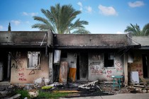 A general view of destruction still remaining after the October 7 Hamas attacks at Kibbutz Kfar Aza close the Gaza border as forensic analysis and investigation of the scenes is still continuing on November 21, 2023 in Kfar Aza Israel.