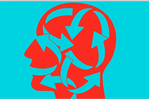 An illustration of arrows pointing in different directions inside someone's head