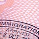 A close-up photo of a passport stamp