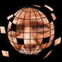 An illustration of the globe made up of images of Trump's face.