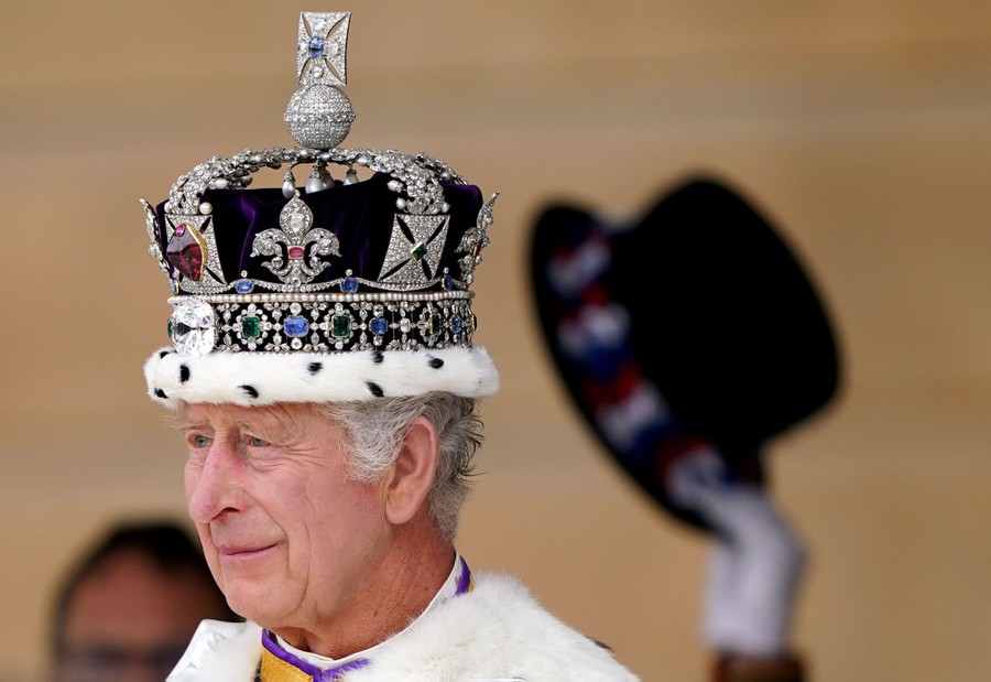 King Charles III wearing his crown