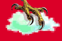 Illustration of dragon claws over a pixelated cloud