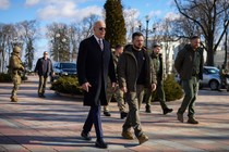 Biden and Zelensky walking together