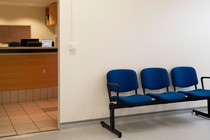 A waiting room in a doctor's office