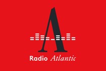 A black "A" against a red background with sound-wave bars superimposed and "Radio Atlantic" underneath