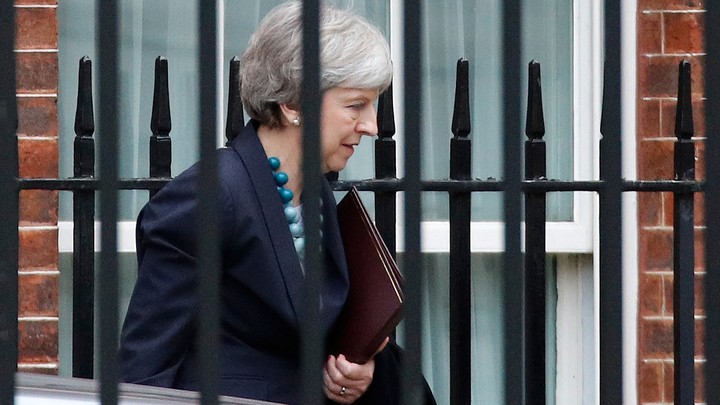 Theresa May leaves Downing Street on Monday.