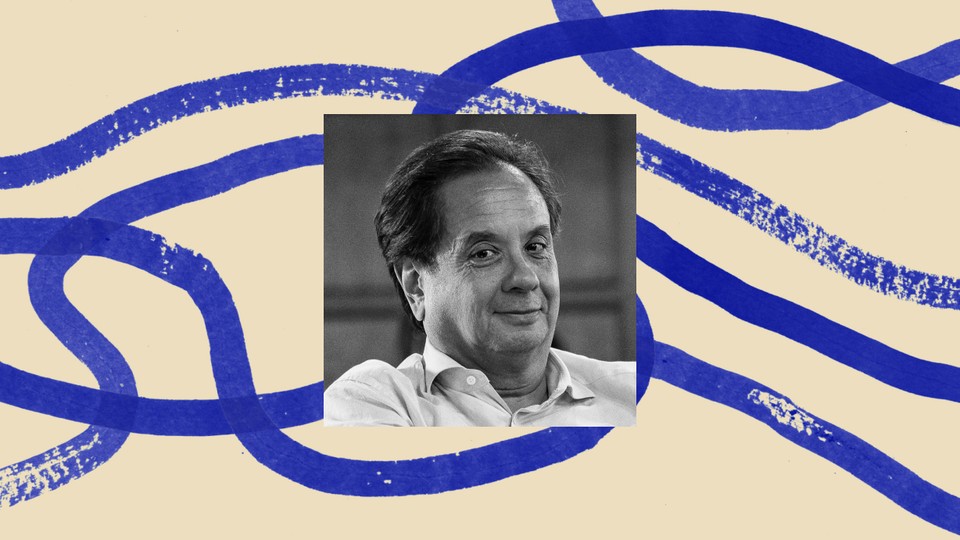 A black-and-white headshot of George Conway inset into an illustrated border