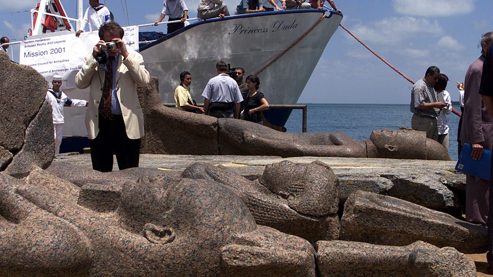 Statues recovered in Aboukir Bay on Egypt's northern coast