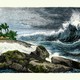 Old print of a tsunami