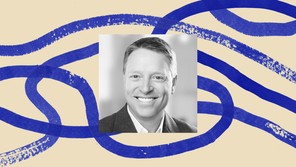 A black-and-white photo of Matt Pottinger bordered by an illustration