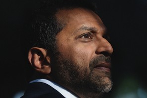 A portrait of Kash Patel, in profile