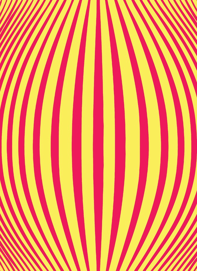Illustration of a bump in a background of vertical red and yellow stripes