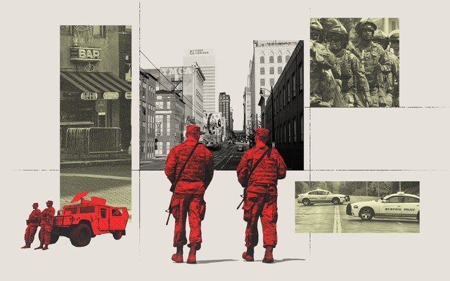 national guard soldiers and memphis buildings