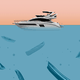 An illustration of a yacht with sinking boats underneath