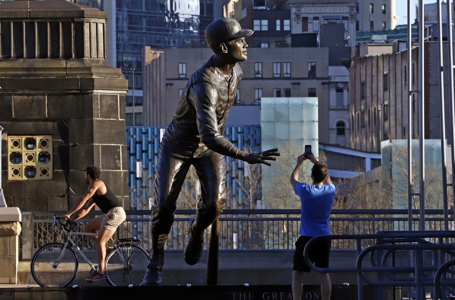 Roberto Clemente Statue at Sunrise Outside PNC Park 