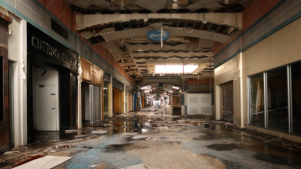 Interior of the abandoned Wayne Hills Mall in Wayne, New Jersey