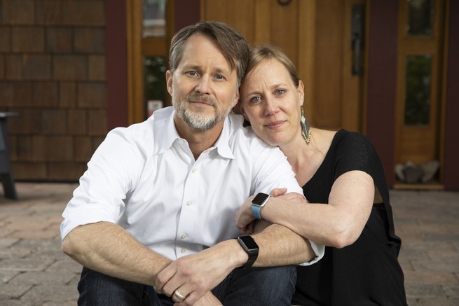 portrait of a couple on a porch