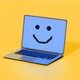 An illustration showing a pixelated smiley face on a laptop screen.