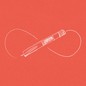 A sketch of an ozempic pen forms the center of an infinity sign against a bright red background