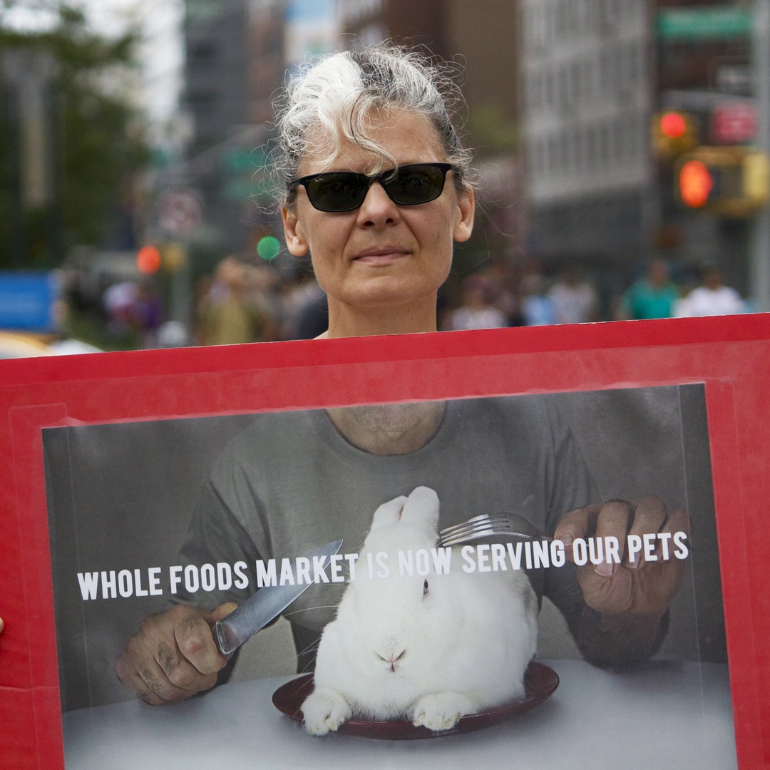 PETA organizes a protest outside of a Whole Foods Market to