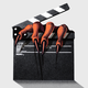 Illustration of a film slate with a monster claw