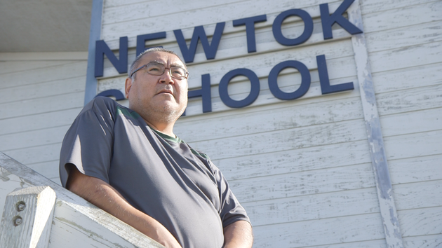 Grant Kashatok, the principal of Newtok School, gazes into the distance.