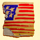 a sketch of the U.S. flag on improvised materials