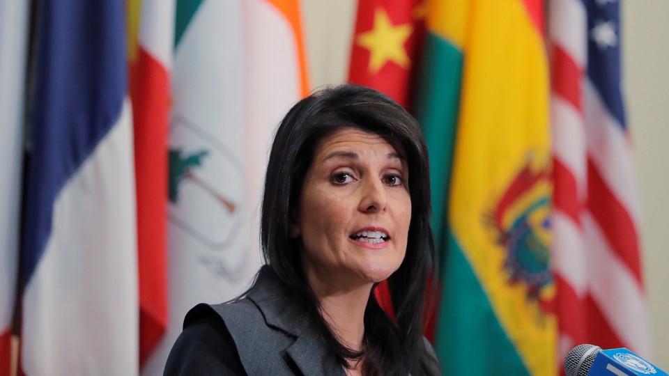 Nikki Haley speaks at the United Nations in January 2018.