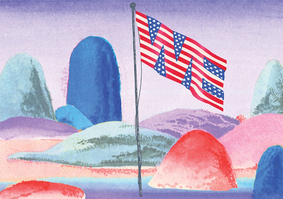 illustration of American flag with "WE"