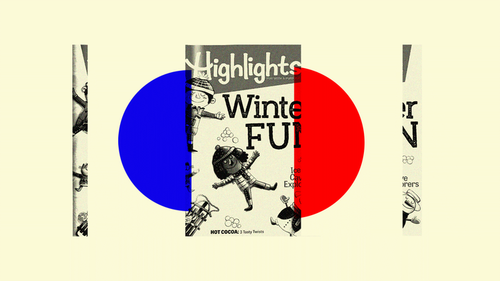 An illustration featuring "Highlights" magazine
