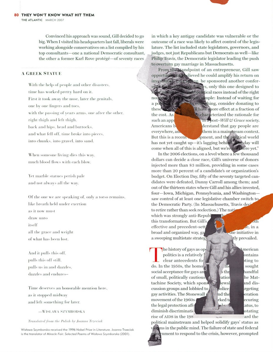 the original pdf page with images of a greek statue and red paint marks collaged on top