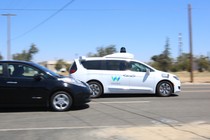 A Waymo self-driving car at the company's Castle test track