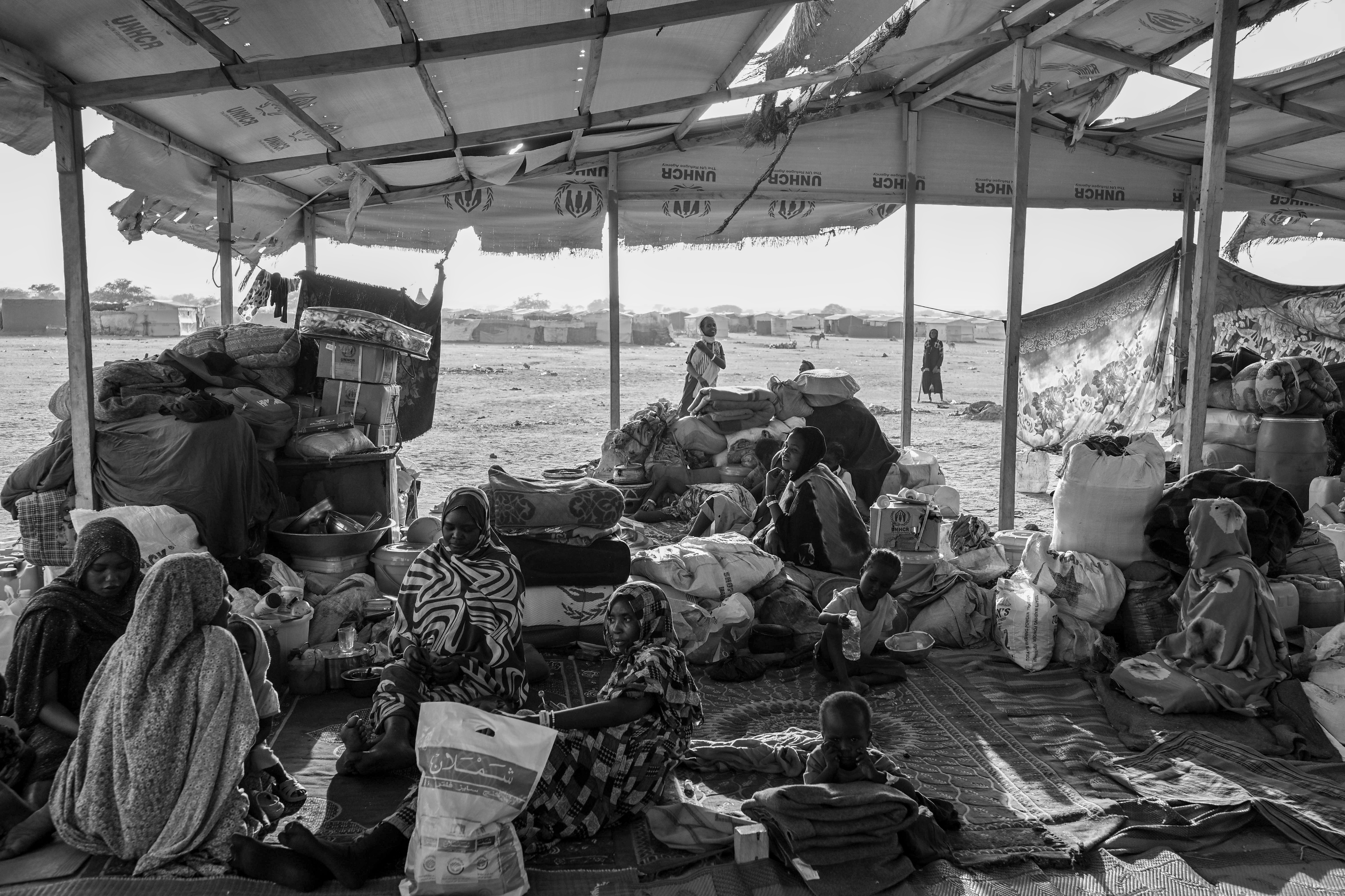 Picture of a makeshift shelter at the Iridimi camp