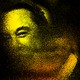 An illustration of Elon Musk's face, rendered in yellow and orange, with his bottom half disintegrating as if made of dust