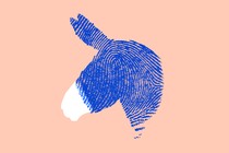 Illustration of a donkey head in blue
