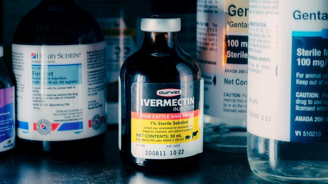 Photograph of a bottle of ivermectin