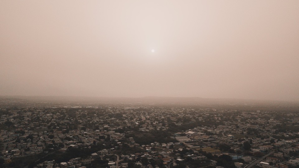 dust plumes from the Saharan dust storm over Barbados