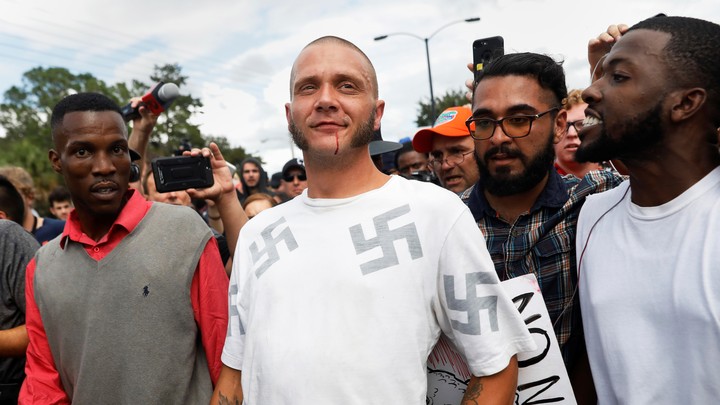 The scene outside a Richard Spencer speech in Gainesville, Florida, on October 19, 2017