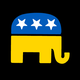 The GOP elephant colored like the Ukrainian flag